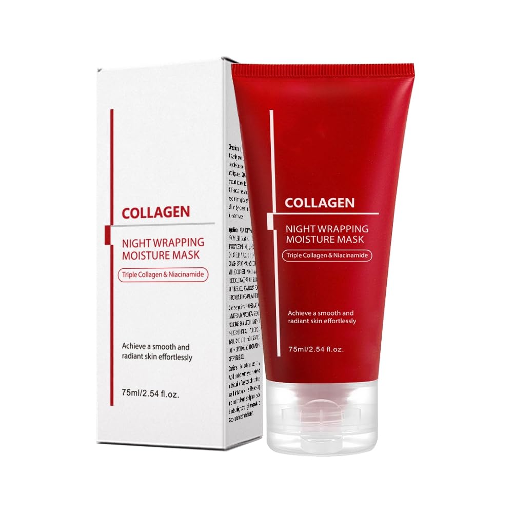 Lumiter Collagen Night Wrapping Mask, Overnight Face Mask Peel Off, Collagen Mask Overnight, Wrapping Night Masks with Triple Collagen&Niacinamide, Reduces Wrinkle, Skin Elasticity, 75ml