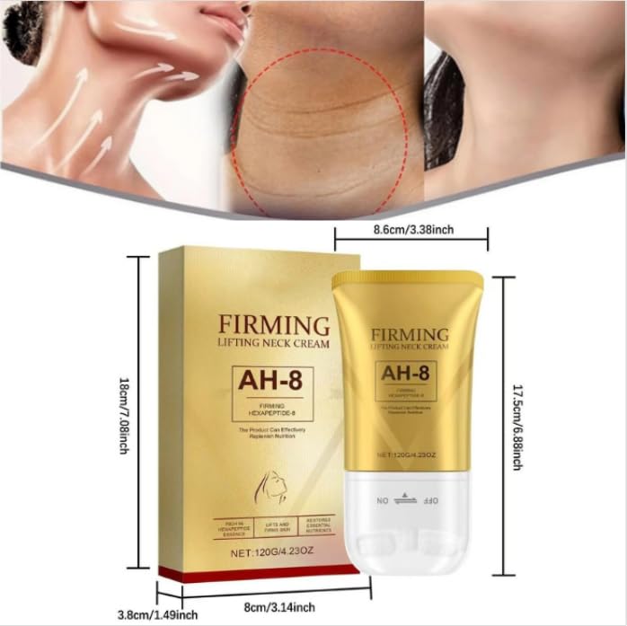 FHRKZZ AH-8 Firming Neck Cream with Acetyl Hexapeptide-8 & Ceramide NP – Anti-Aging, Reduce Wrinkles Chin, Lifting, Tightens Sagging Skin, Hydrates & Smooths Neck & Décolleté —— 120g