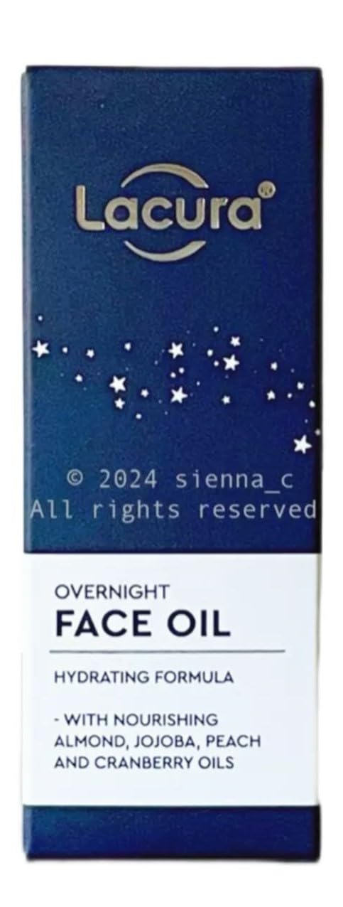 Generic Lacura - Aldi | Overnight Face Oil - Hydrating Formula - With Nourishing Almond, Jojoba, Peach & Cranberry Oils | 30mL