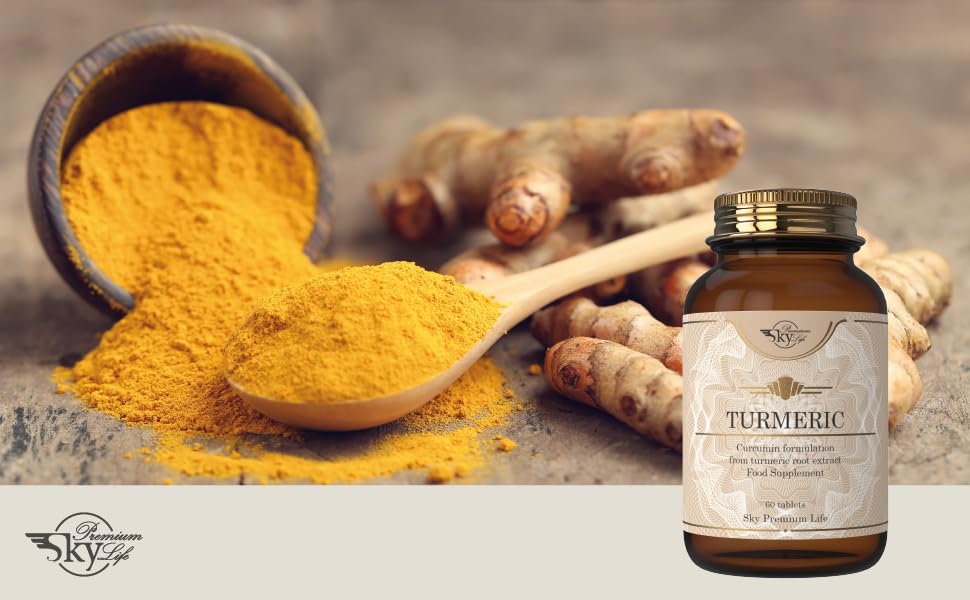 Sky Premium Life Turmeric 1400mg Food Supplement - Curcumin Formulation from Turmeric Root Extract - 60 Tablets