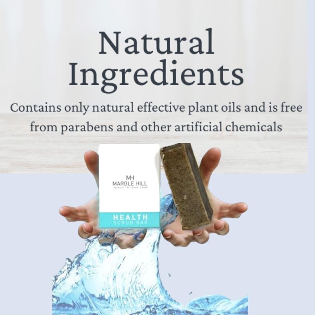 Tea Tree Oil Soap Anti-Fungal Antibacterial for Sweat Rash Ring worm Body Odour Yeast Exfoliating Natural Cleanser Acne Athletes Foot Healthy Feet Skin Nails Marble Hill Health Scrub Bar 100g