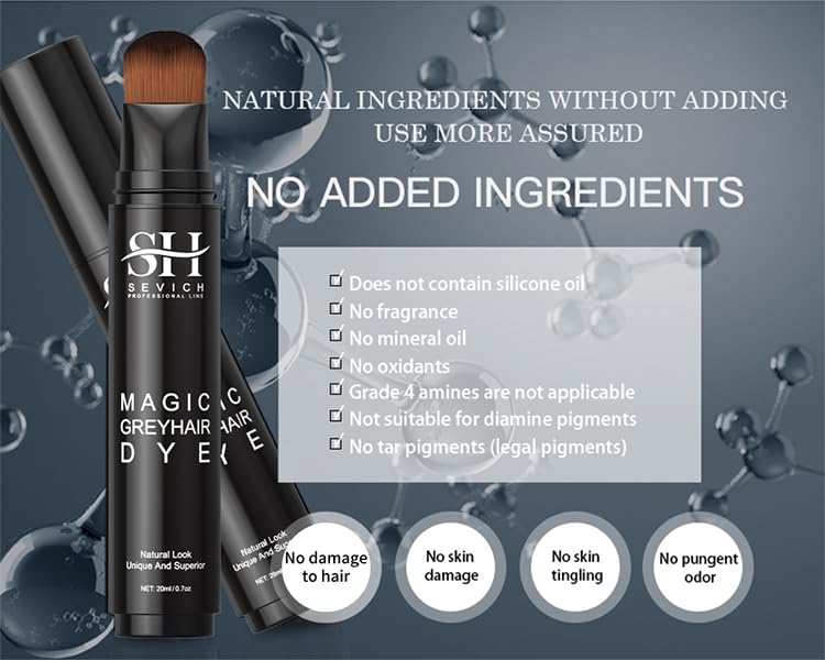 SEVICH Grey Hair Dye Brush Pens - Hair Root Touch Up Temporary White Hair Cover for Solon Home 20ml Darkbrown