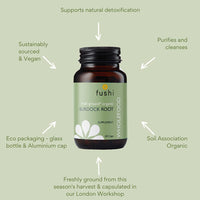 Fushi Organic Burdock Root (Arctium) Capsules, 60 Caps | Fresh-Ground Whole Food | Indigenously Sourced, Ethical, Vegan, Made in The UK