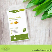 Hellenia Turmeric 500mg with Black Pepper (Piperine) - 90 Capsules - Natural Source of Curcumin