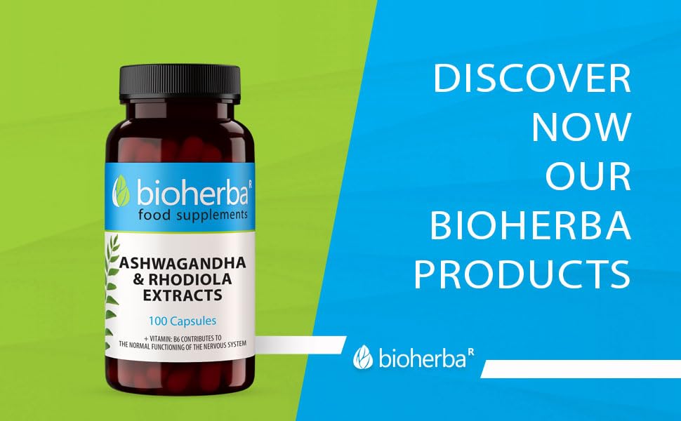 Ashwagandha Rhodiola Supplement by BIOHERBA - 100 High-Potency Capsules for Stress Relief and Sleep Support for Adults