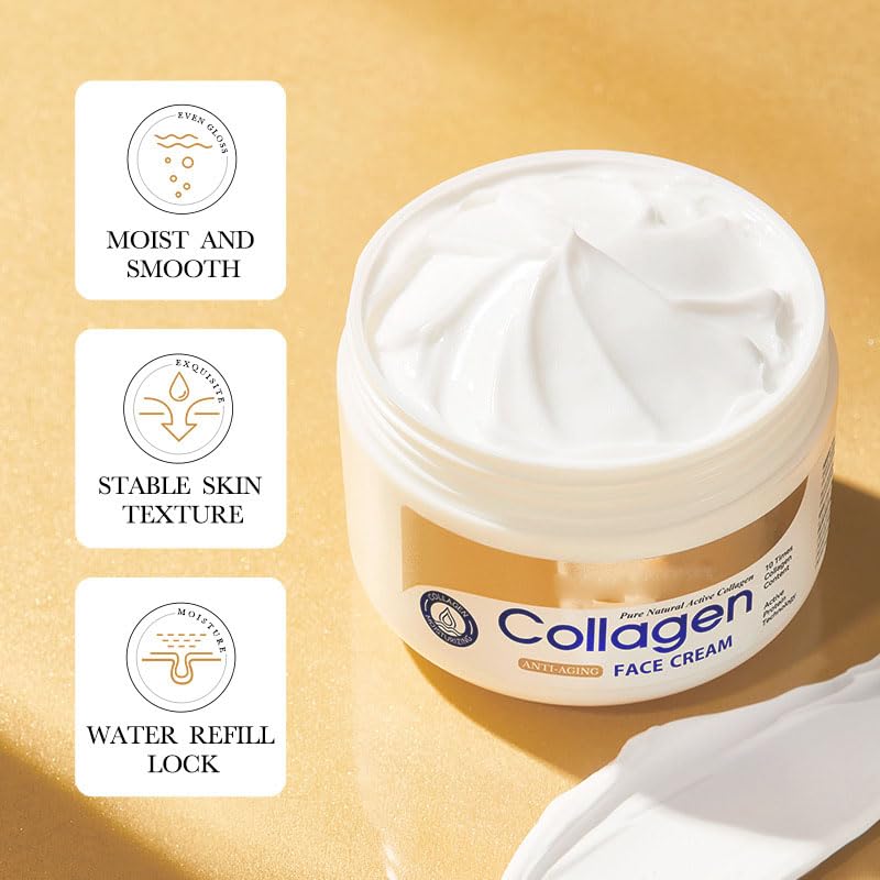 ZQUKAMZ Collagen Anti-Wrinkle Night Cream for Face with Collagen and Sea Minerals-Anti Aging, Nourishing and Moisturizer Face Cream Day Care Cream 100g