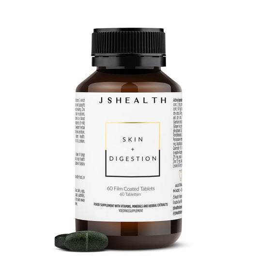 JSHealth Vitamins Skin and Digestion Formula | Skin Supplement with Zinc | Burdock Turmeric | Clear Healthy Skin | Acne Treatment for Teens and Adults | (60 Tablets)