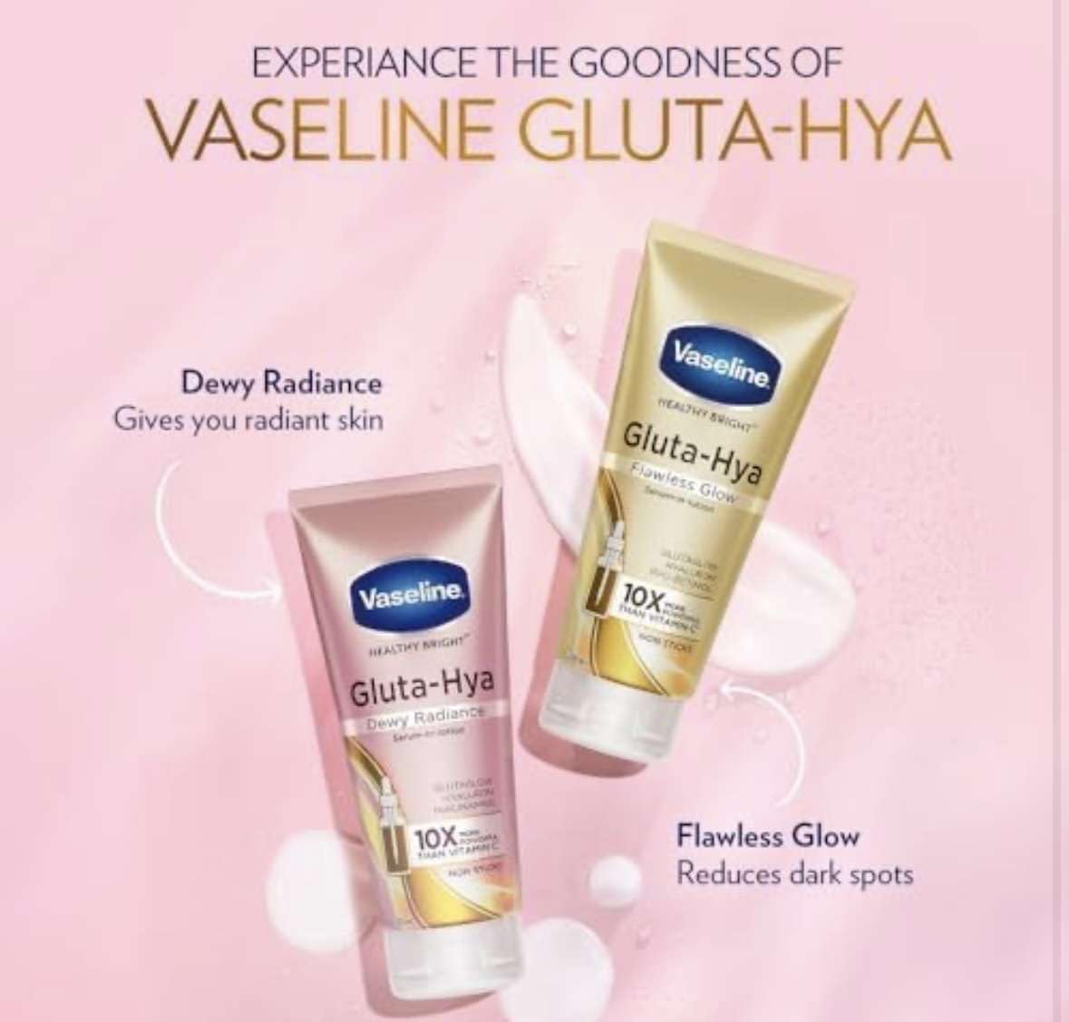 Vaseline Gluta-Hya Flawless Glow Lotion for Face & Body | Gives Brighter Skin | Glutathione & Pro-Retinol Infused Moisturizer, 300ml