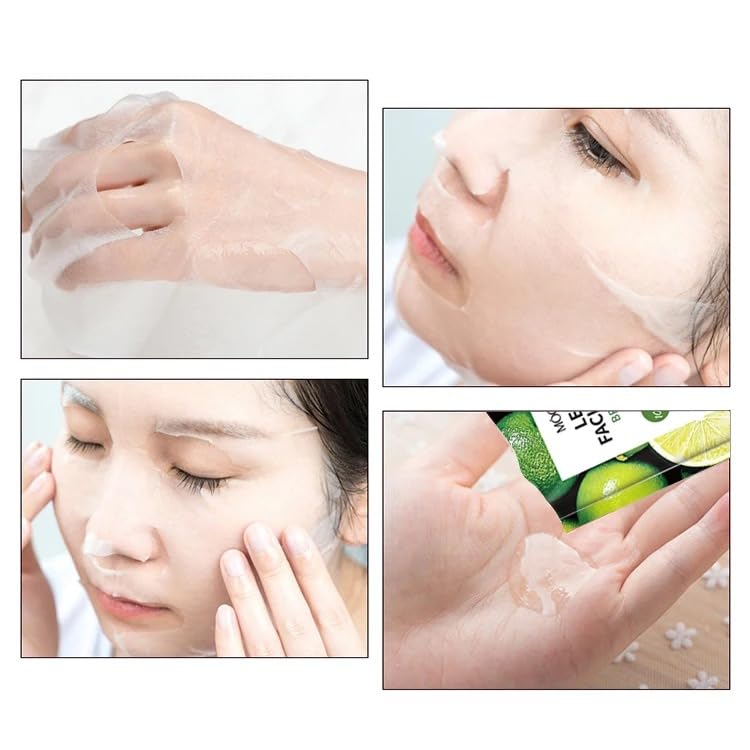 MOOYAM 8-pack Korean Skin Care Face Beauty Mask Sheet - Jojoba Oil, Green Tea, Vitamin C, Hyaluronic Acid, Shea Butter, Moisturising, Anti-Wrinkle, Brightening, Firming, Nourishing, Lightening 25ml/pc