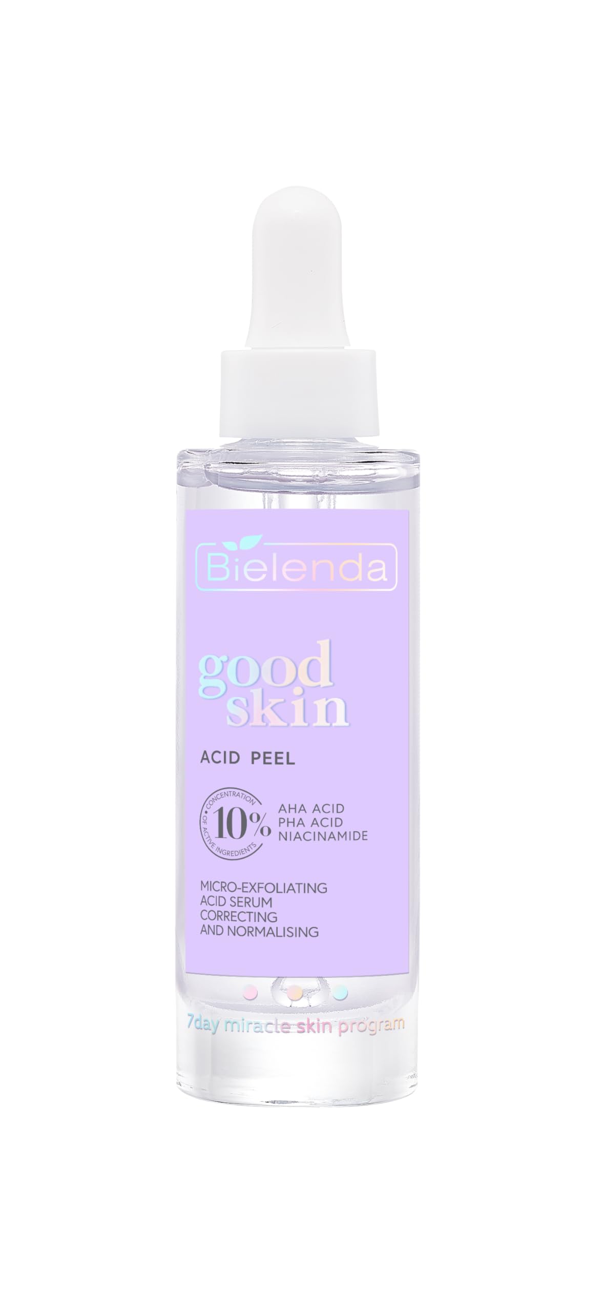 Bielenda Good Skin Acid Peel Korrigierendes und normalisierendes Mikro Peeling Säureserum AHA + PHA Säuren, Niacinamid, 30 g