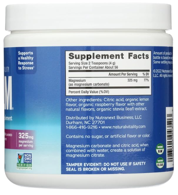 Generic Magnesium Powder Calm, Raspberry-Lemon, Gluten Free, 226 g