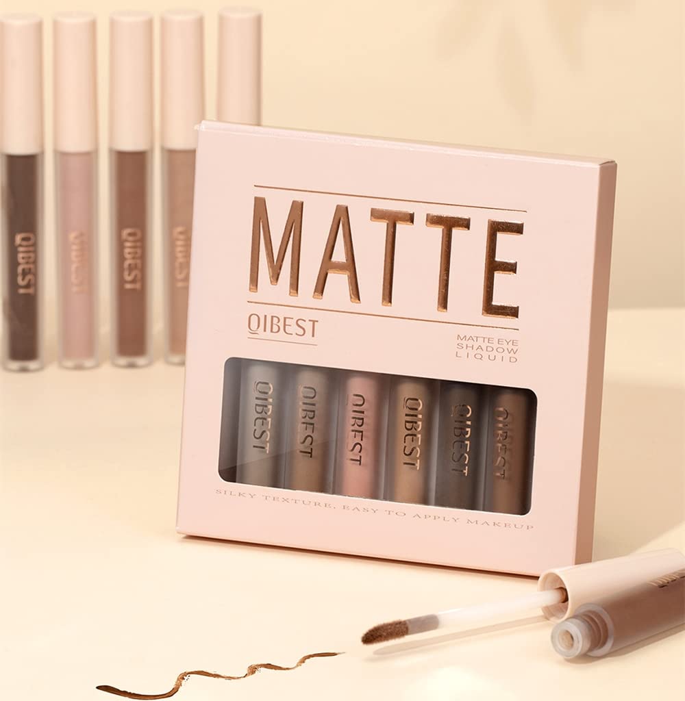 HQDA 8 Colours Matte Liquid Eyeshadow Set Velvet Highly Pigmented Smokey Black Nude Eyeshadow Long Lasting Quick Drying Eye Shadow Make Up Kits (Set A)