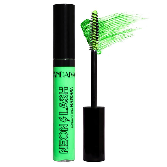 HISUNBEN UV Glow Green Mascara, Rainbow Color Fluorescence, Neon Colorful Mascara Waterproof, Extensions Eyelashes Curling Lengthening Eye Lashes Halloween Festival Party Stage Use (Green)