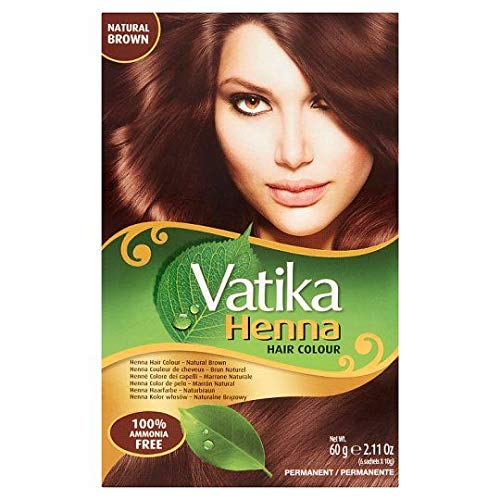 Vatika Naturals Vatika Henna Hair Colour NATURAL BROWN 100% Ammonia Free 6 x 10g Sachtes - 60g