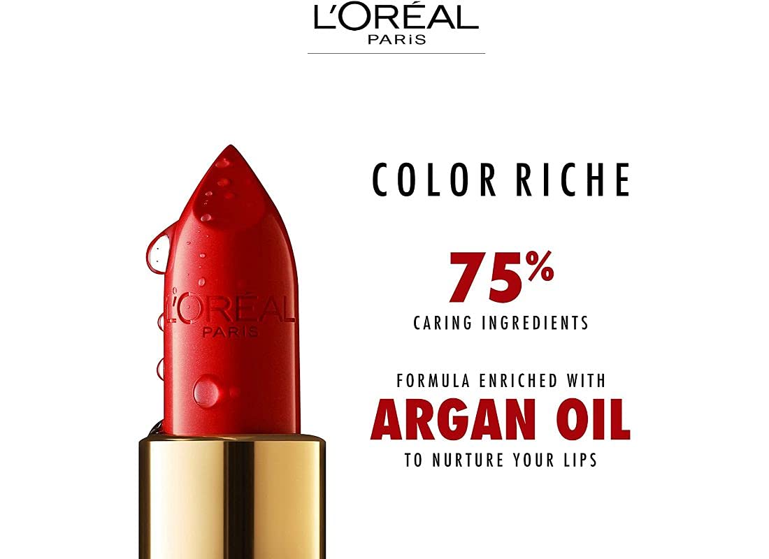 L'ORÉAL L'Oréal Paris Color Riche Satin Smooth Lipstick, Moisturising Pure Pigment Lip Colour, With Omega 3 & Vitamin E, 118 French Made