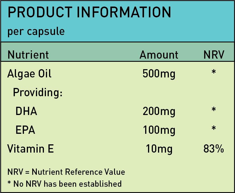 NutriVolv Vegan Omega 3 Algae Oil 500mg | 120 Vegan Softgels | DHA 200mg & EPA 100mg | Vegan Alternative to Omega 3 Fish Oil | Supports Eye, Brain & Heart Health | Essential Fatty Acid