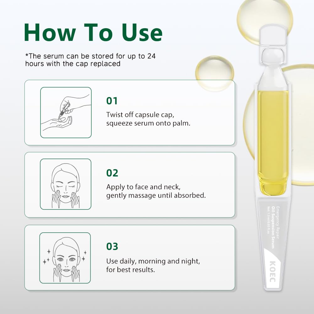 ANGEL SILK Emergency Repair Oil-Suspension Serum, 4D hyaluronic acid, Collagen Serum, Barrier Repair Firming, Water Oil Balance, Single-Use Vials Skincare for Sensitive Skin (1.5ml/0.05 fl.oz.)*30