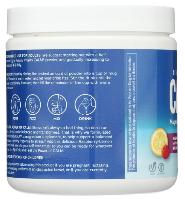 Generic Magnesium Powder Calm, Raspberry-Lemon, Gluten Free, 226 g