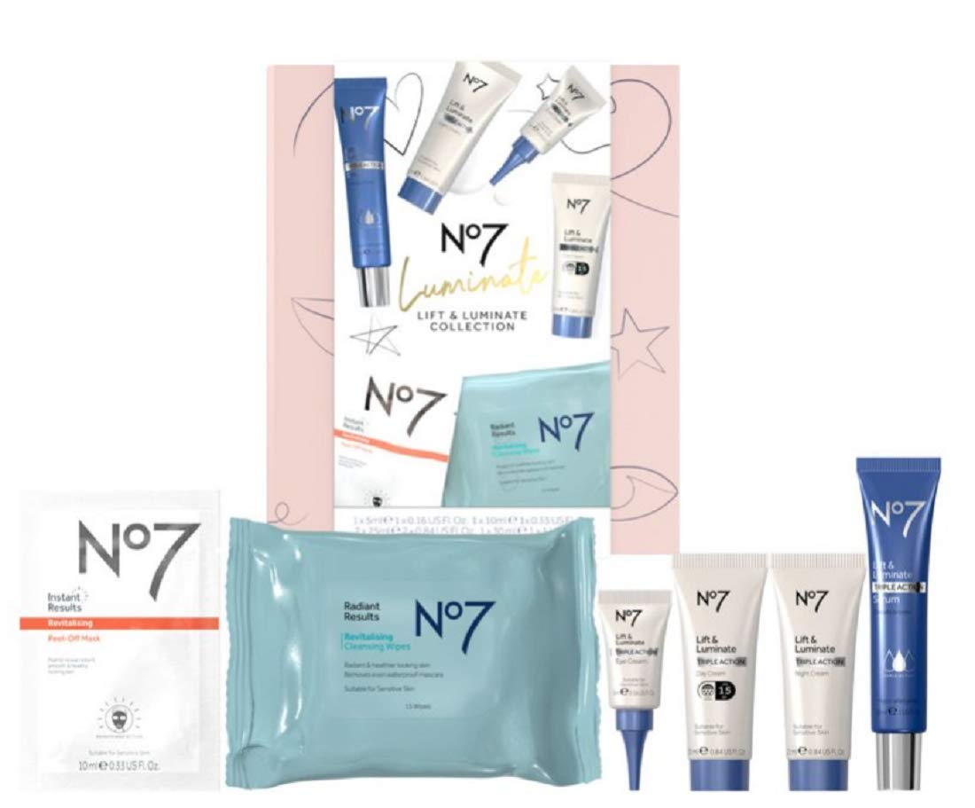 No7 The Best Of Lift & Luminate Collection Day/Night/Eye Cream Serum Mask Cleansing Water