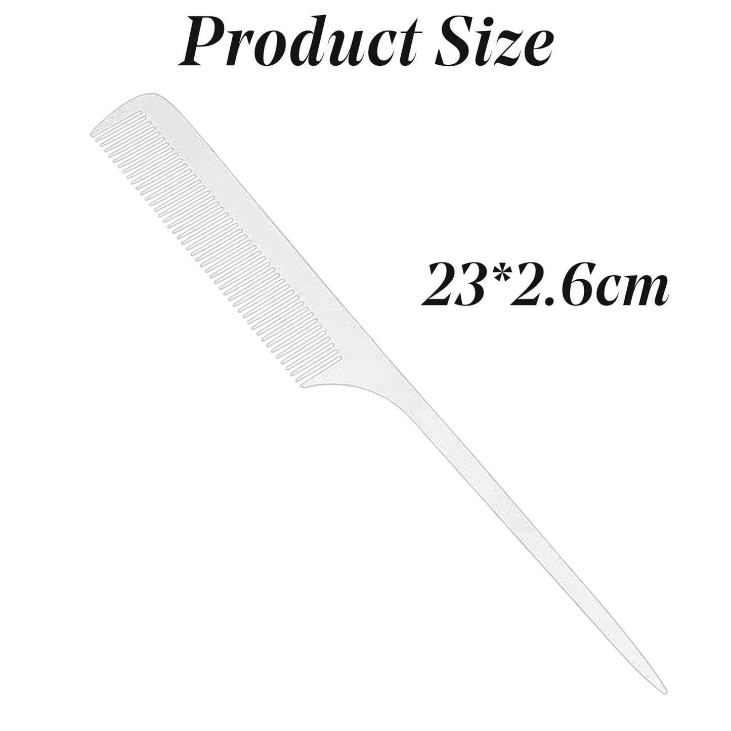 Generic 2 Pieces Metal Tail Combs Silver Rat Hair Combs Fine Cutting Teasing Pintail Barber Stainless Steel Hair Styling Cutting
