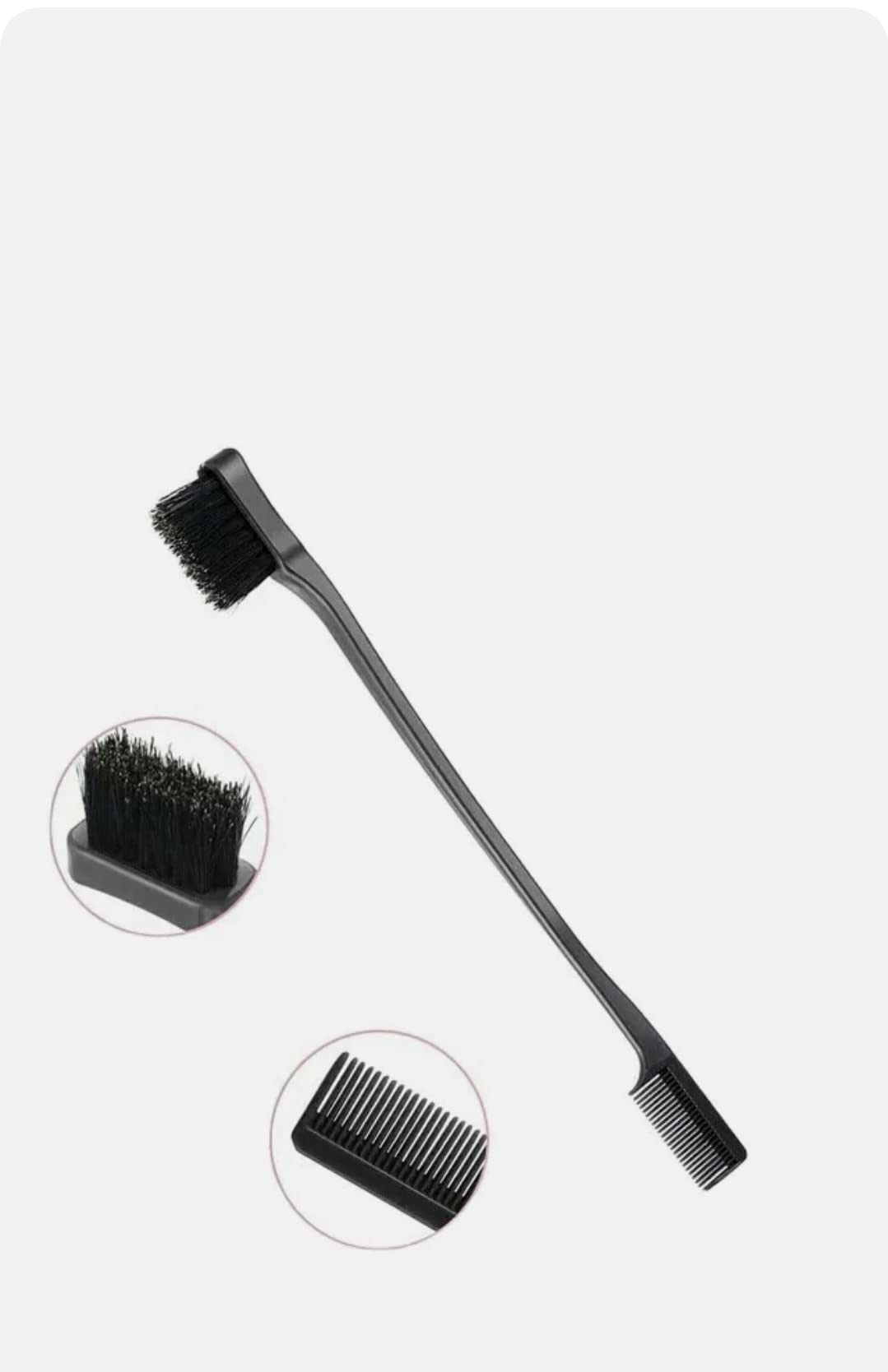 Generic Double Sided Edge Control Hair Brush Combo Dual Ended Hair Comb Brush (Black)