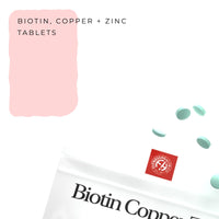 Fitness Health Biotin, Copper & Zinc Tablets - Promotes Healthy Hair, Skin & Nails - High Energy Production - Support Hormone Balance - Vegan Biotin Complex Supplements โ (120 Tablets)