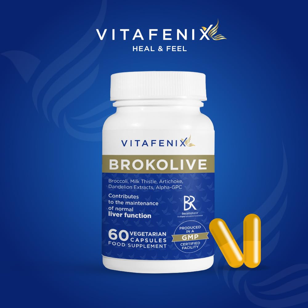 vitafenix Vitafenix Liver Support & Detox Supplement Capsules – High Strength Sulforaphane from Broccoli Sprout Extract, Milk Thistle, Dandelion, Artichoke and Alpha GPC – 60 Vegan Capsules