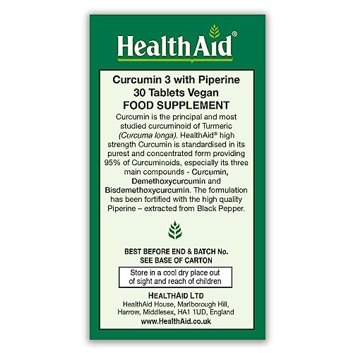HealthAid Curcumin 3 Vegan Tablets - Pack of 30