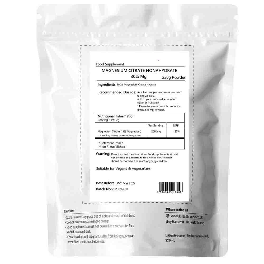 UKHealthHouse Potassium Citrate, Vegan Powder - High Strength Electrolytes Support Superior & Absorption Great Keto and Fasting No Dairy or Gluten UK (250g)