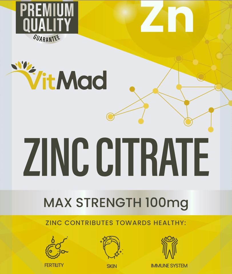 Vitmad Zinc 100mg x 180 Tablets Max Strength 300% RDA