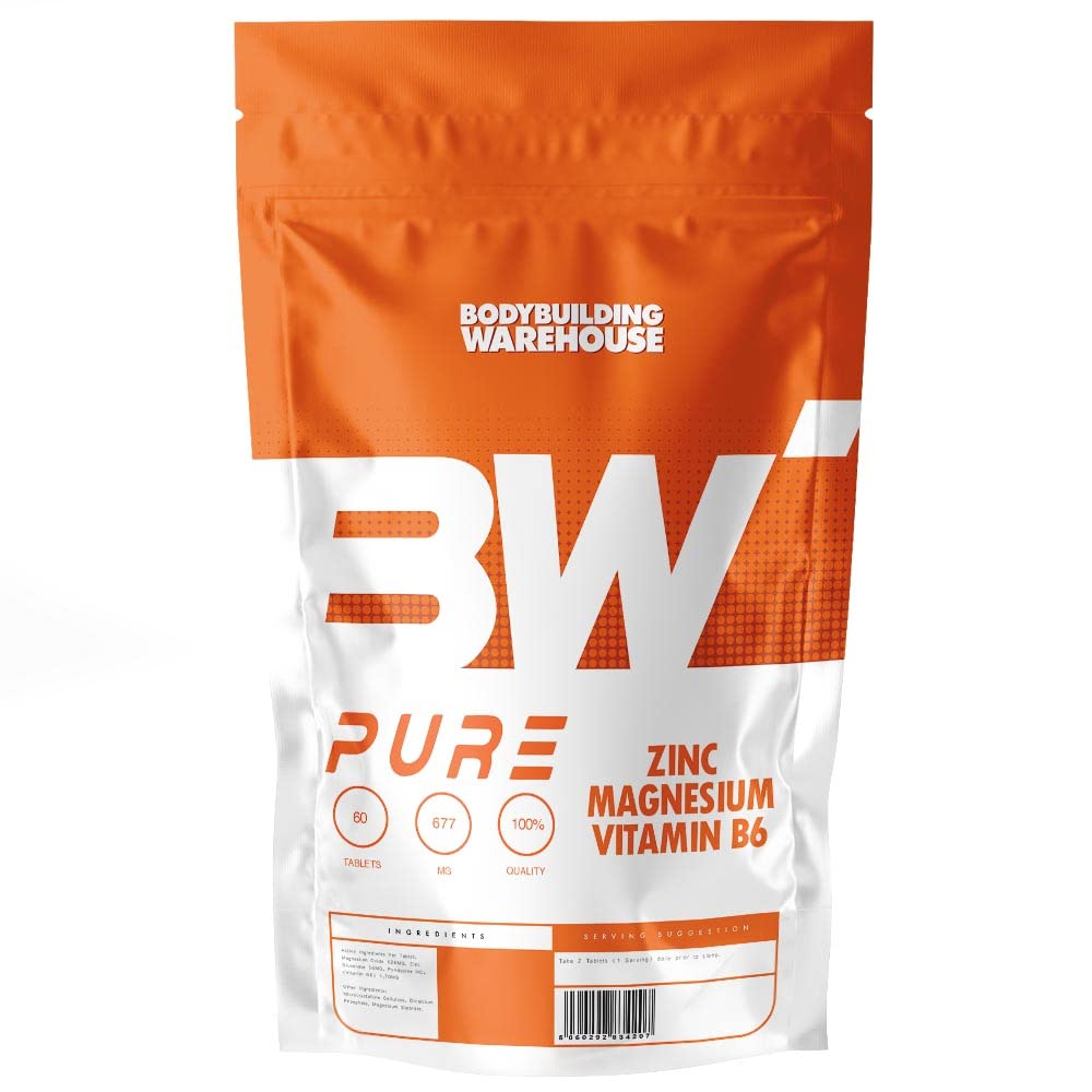 Bodybuilding Warehouse, Pure Zinc, Magnesium & Vitamin B6 Capsules (120 Tablets)
