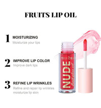 4 Pcs Hydrating Fruit Flavoured Lip Oil Set, Dulele Crystal Jelly Moisturizing No-Sticky Lightweight Lip Plumper Gloss, Transparent Lip Gloss for Dry and Chapped Lips