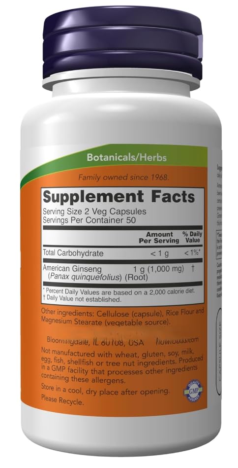 Generic Adaptogenic Herb Amarican Gin sengExtract, 100 Veg Capsules