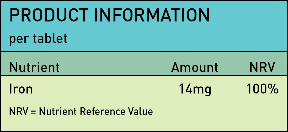 Nutrivolv Iron Tablets 14mg Supplements Blood Cells Energy Anaemia Tiredness Pregnancy -180 Tablets