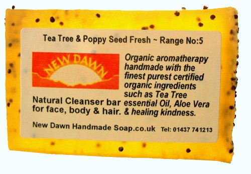 New Dawn Handmade Natural Tea Tree Soap Bar - Range No.5 - Acne/Blackhead/keratosis Pilaris/Athlete's Foot/Hidradenitis Suppurativa Relief - 35g - Sample/Travel Size