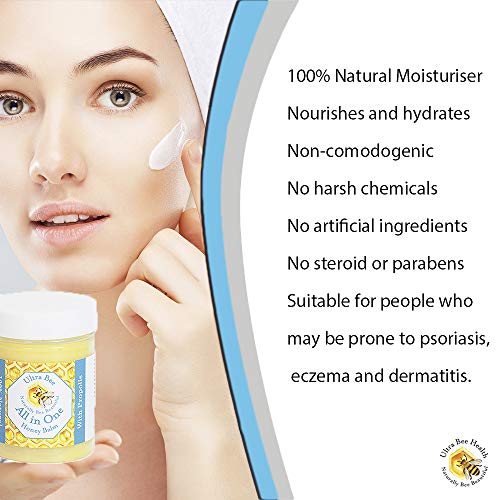 Ultra Bee Naturally Bee Beautiful 100% Natural All in One Honey Balm, Natural Moisturiser for Sensitive Face, Body, Lips,Tattoo's 200ml