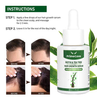 PrimeCove - Biotin & Tea Tree Hair Growth Serum (30ml) | Stimulate Growth, Reduce Graying & Nourish Roots | Advanced & Natural Formula