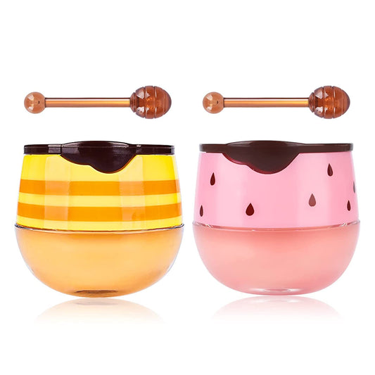 KYDA Honey+Strawberry Bee Balm Lip Mask Set, Propolis Moisturizing Lip Mask for Day&Night Lip Care, Lighten Dark Lip Color Reduce Lip Lines&Wrinkle, Lip Repair Mask Lip Exfoliator Lip Moisturizer, 2