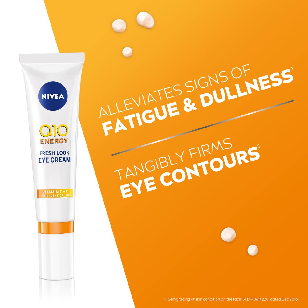 NIVEA Q10 Energy Fresh Look Eye Cream, Targets Fatigue, Dullness, And Crow's Feet, Energising Under Eye Cream Made With Skin-Identical Q10, Vitamin C, And Vitamin E