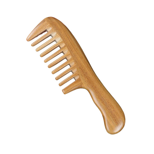 Generic Green Sandalwood Wide-Tooth No Static Handmade Comb, Quality Wooden Curls Comb (Wide-Tooth)