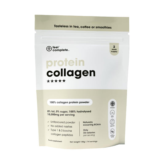 Feel Complete - High Protein Collagen - Premium Type 1 & 3 Hydrolysed Bovine Collagen - Halal - Skin, Hair & Nail - Includes Amino Acids - 2 Week Supply 140g