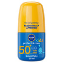 NIVEA SUN Kids Protect & Care Caring Roll-On (50 ml) Sunscreen with SPF 50, Roll-On Kids Suncream for Delicate Skin, Immediately Protects Against Sun Exposure