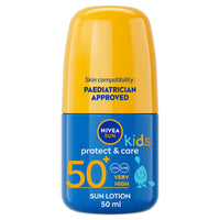 NIVEA SUN Kids Protect & Care Caring Roll-On (50 ml) Sunscreen with SPF 50, Roll-On Kids Suncream for Delicate Skin, Immediately Protects Against Sun Exposure