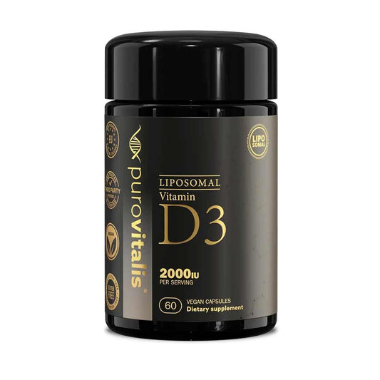 PUROVITALIS Liposomal Vitamin D3 2000iu, 60 Servings (60 Vegan Capsules), High Strength Anti-oxidant Supplement
