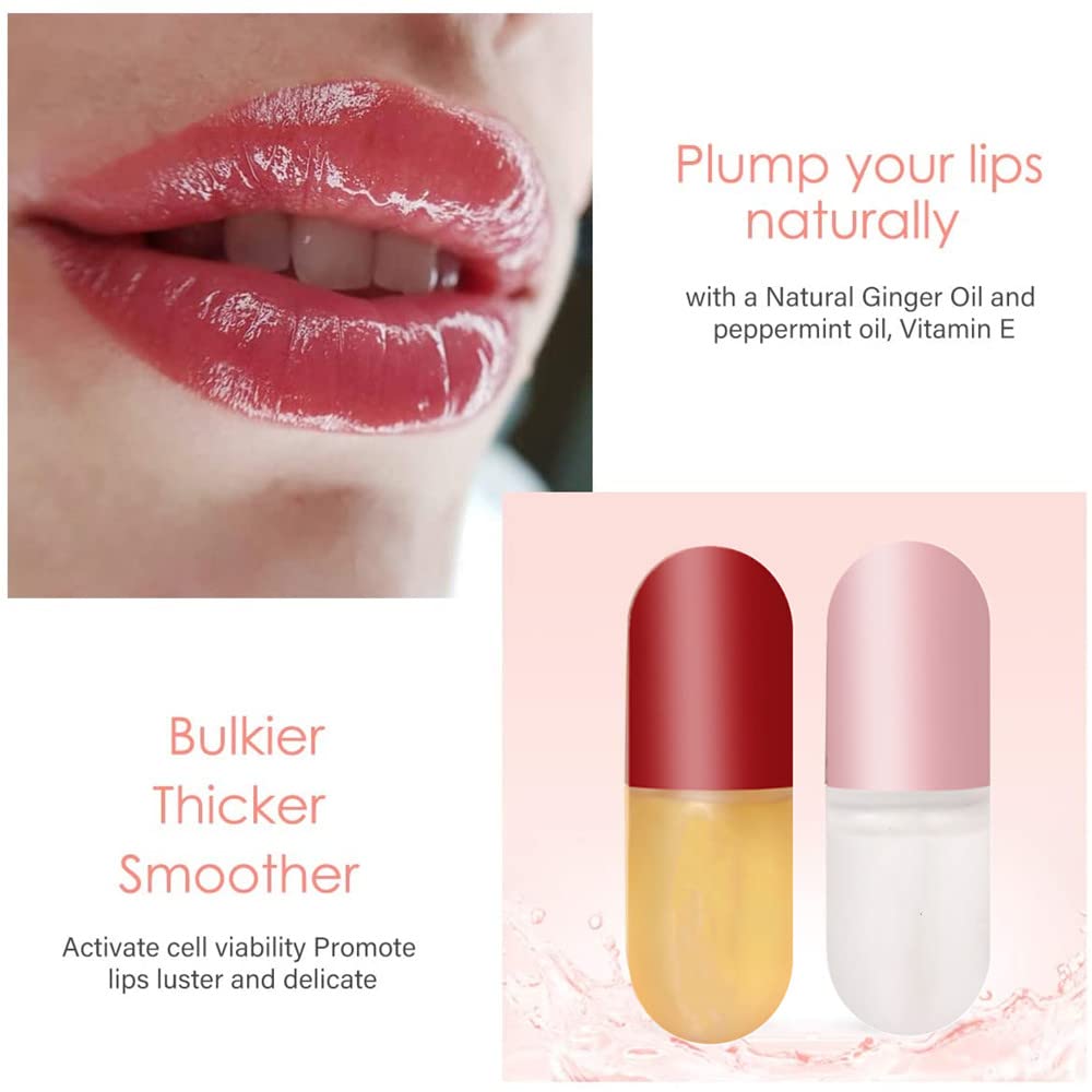 HZZYJ Lip Plumper ,Natural Lip Plumper and Lip Care Serum Set,Lip Enhancer for Fuller & Hydrated Beauty Lips,Moisturize, Smoother,Day&Night(2PCS)