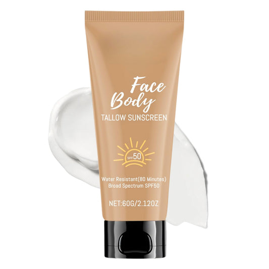 ISBEAUSOLS Organic Tallow Sunscreen SPF 50 | Mineral Sunscreen with Beef Tallow for Dry Skin | Natural Sun Cream | Lightweight,Non-Greasy Formula | Anti-Aging,Vitamin E Nourishment | Effective Skin Protection