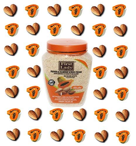 FIRST LADY First Lady Activated Papaya & Almond Scrub Cream 540ml - No more spots - Face & Body + First Lady Herbal Hair Oil 30ml