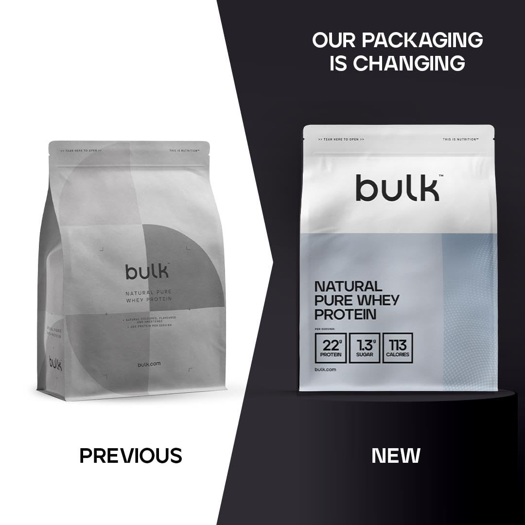 Bulk Natural Pure Whey Protein Concentrate, Sweetened With Stevia, Vanilla, 500 g, 13 Servings, Packaging May Vary