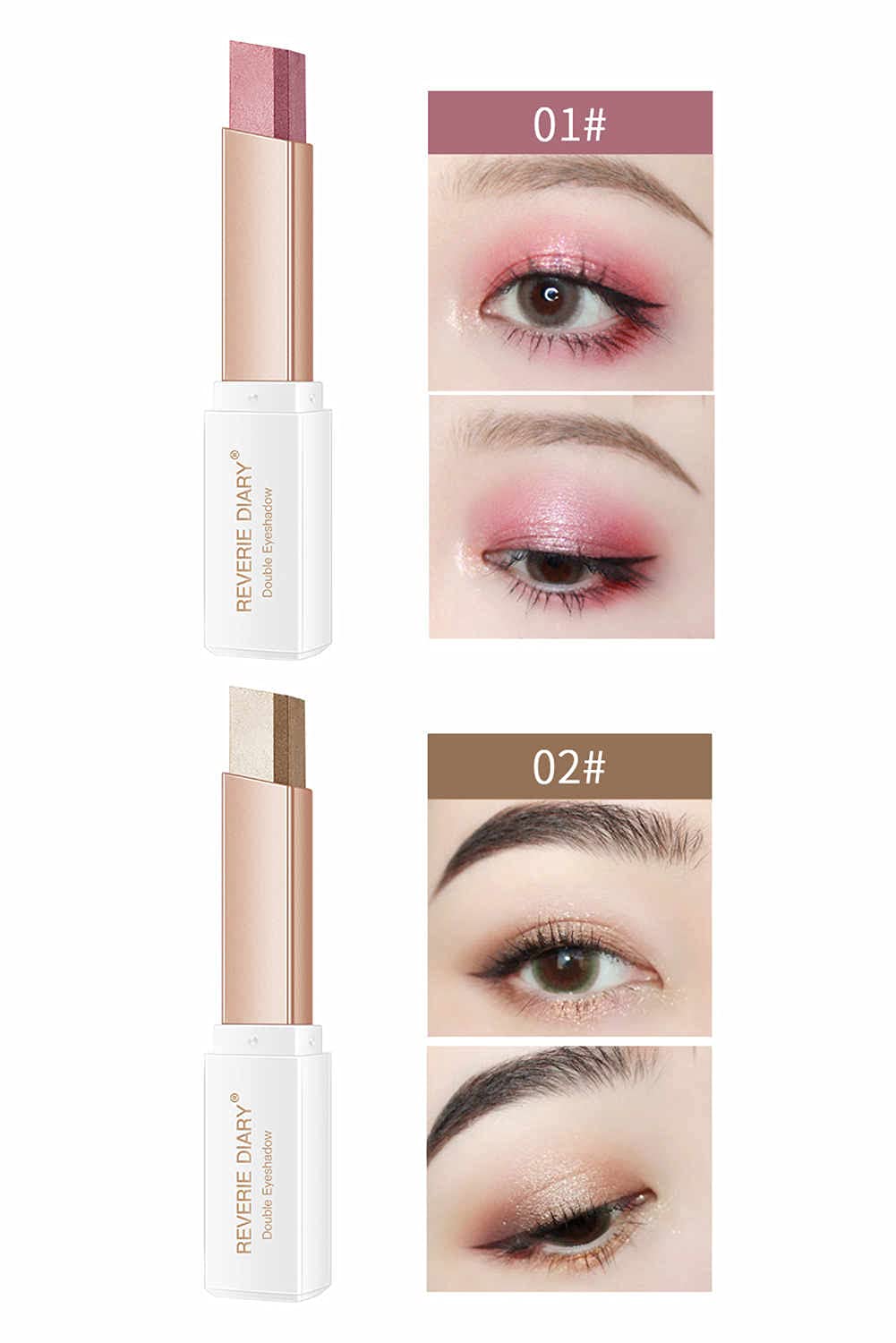 6 Pcs Double Colors Eyeshadow Stick Rotating Upgraded Glitter Gradient Eyeshadow Stick Long Lasting Waterproof Shimmer Cream Eyeshadow Stick Set