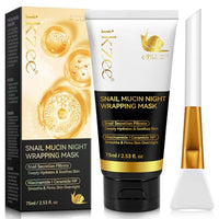 QLIGES Snail Mucin Korean Skincare Collagen Face Mask Collagen Night Wrapping Mask For Glass Skin Hydrating, Moisturizing, Firming & Enhancing Skin Vitality 75ml